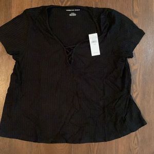 American Eagle Soft n Sexy Short Sleeve Black Size Medium